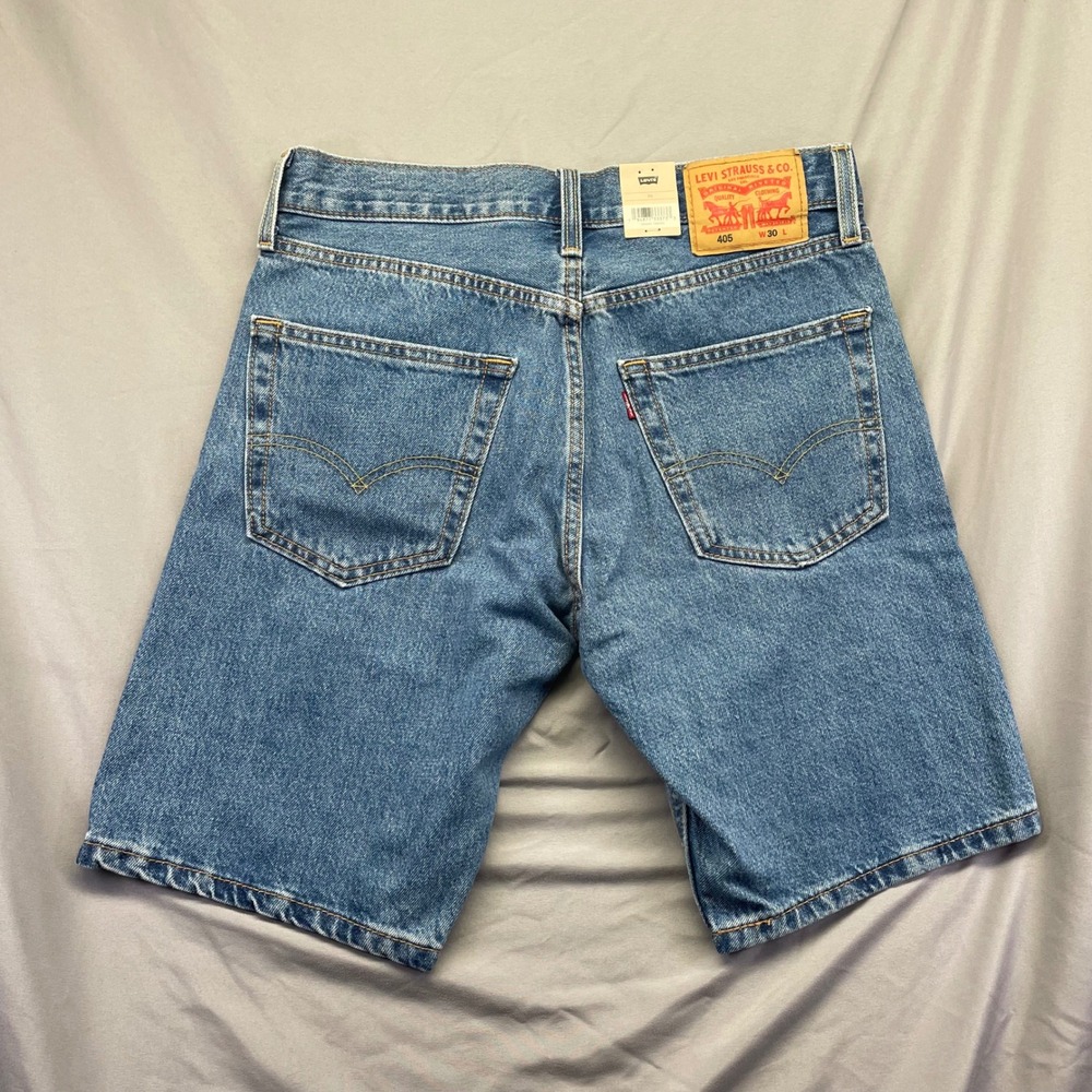 Levis 405 Standard Fit Denim Shorts Mens 30 Blue Medium Wash New NWT Dadcore